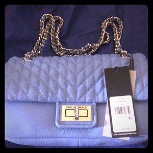 Karl Lagerfeld classic leather blue shoulder bag